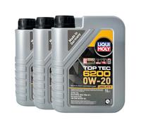 LIQUI MOLY Top Tec 6200 0W-20 Olio Motore Ford WSS-M2C956-A1, VW 508 00, 3x1 Lt.