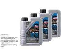 Liqui-Moly TOP TEC 6600 0W-20 3 L Per BMW Longlife-17 FE+ Jaguar Chrysler Ford