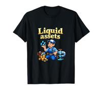 Liquid Assets Idraulico Tubo Gioco di Parole Cartone Animato Grafica Maglietta