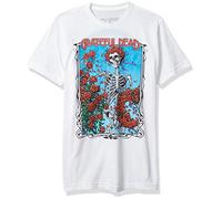 Liquid Blue Grateful Dead Bertha Wheel And Roses Maglietta a Maniche Corte, Bianco, S