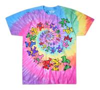 Liquid Blue Grateful Dead Spiral Bears Tie Dye T-Shirt a Maniche Corte, Multi, L