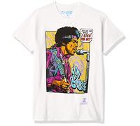 Liquid Blue Jimi Hendrix Pop Art 'Scuse Me While I Kiss The Sky T-Shirt, Bianco, M