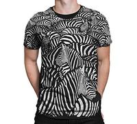 Liquid Blue Unisex Adult White Zebra all Over Print Short Sleeve T-Shirt T Shirt, Black, X-Large US