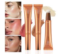 Liquid Blush for Cheeks, 3-Piece Face Makeup Set, Long-Lasting Smudge-Proof Blush, Bronzer & Highlighter Contouring, Brightening, Natural Glow Kit Women Adult Indoor Outdoor