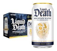 Liquid Death, Still Mountain Water, confezione da 12 (lattine da 340 ml), vera fonte di montagna, 100% prodotto in America