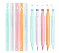 Liquid Eye Liner Stamp Set - Multicolor, 5 PCS Long-Lasting Quick-Drying Liners, Star Moon Heart Shape Stamps, Precision Applicator Tips, Face Eye Makeup Tool, Smudge-Proof Formula | Women, Teens,