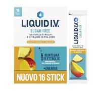 Liquid I.V. Sugar Free 16 sticks, Integratore con Elettroliti per Idratazione quotidiana, con magnesio, sodio e potassio, con Vitamine B3, B5,B12 e C, Mango e Ananas, Vegano, Senza Glutine