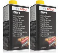 Liquido Freni Bosch ENV4, 1 L - Per tutti i veicoli moderni con freni ABS e ESP - Qualità Bosch - Compatibile con DOT 3, 4 e 4 HP/LV (Confezione da 2)