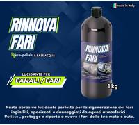 Liquido rinnova fari automobile auto moto cupolino parabrezza plastiche 1 kg