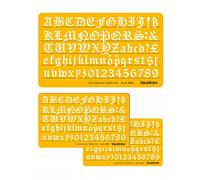 Liquidraw 3090 10/15/20 mm Old English Letter stencil (confezione da 3) - arancione/trasparente