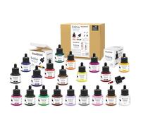 Liquidraw Inchiostro da disegno colorato impermeabile con contagocce, 20 flaconi da 35 ml, set di colori assortiti, inchiostro indiano per calligrafia, penne e penne a immersione, ideale per disegnare