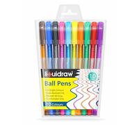 Liquidraw Set di 10 penne a sfera multicolore, penne a sfera retrattili, punta a sfera media da 1,0 mm, impugnatura comoda, supporta una scrittura fluida, ideali per adulti e bambini, per casa, scuola