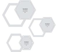 Liquidraw Set di 3 modelli e righelli per trapuntatura, 7,6 cm, 10,2 cm e 12,7 cm, forma esagonale, per patchwork, cucito, arte, taglio e design, in acrilico trasparente, facile da leggere, per