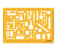 Liquidraw Stencil di chimica organica, trasparente, 21 x 14,5 cm | Simboli e forme di laboratorio, modello scientifico, per disegni in laboratorio, scuole e università