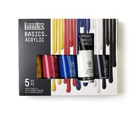 Liquitex 3699350 Basics - Pittura acrilica, Pigmenti per artisti monopigmentati, Resistente alla luce, durevole nel tempo, Finitura satinata, Set di colori 5Tubi da 118 ml