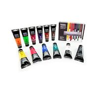 Liquitex 3699391 Basics - Pittura acrilica, Pigmenti per artisti monopigmentati, Resistente alla luce, durevole nel tempo, Finitura satinata, Set di colori 12 Tubi da 118 ml