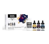 Liquitex 3699435 Ink Colori acrilici liquidi, per calligrafia e aerografo, inchiostro altamente pigmentato, resistente all'invecchiamento e alla luce, set di 3 fiale da 30 ml, colori scuri