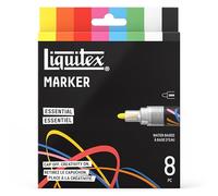Liquitex 3699484 Marker multisuperficie con punte durevoli e base ad acqua a rapida asciugatura - colori vivaci su tela, legno, vetro, tessuti e molto altro - Set Colori Essenziali, 8 x 2 mm