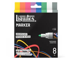 Liquitex 3699485 Marker multisuperficie con punte durevoli e base ad acqua a rapida asciugatura - colori vivaci su tela, legno, vetro, tessuti e molto altro - Set Paesaggi da Sogno, 8 x 2 mm