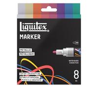 Liquitex 3699487 Marker multisuperficie con punte durevoli e base ad acqua a rapida asciugatura - colori vivaci su tela, legno, vetro, tessuti e molto altro - Set Colori Metallici, 8 x 2 mm