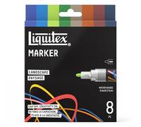 Liquitex 3699488 Marker multisuperficie con punte durevoli e base ad acqua a rapida asciugatura - colori vivaci su tela, legno, vetro, tessuti e molto altro - Set Paesaggi, 8 x 2 mm