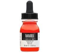 Liquitex 4260983 Colori acrilici fluidi professionali, inchiostro ad inchiostro, 30 ml, colore aerografo ad alta pigmentazione - Rosso fluorescente