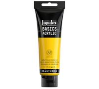 Liquitex 8870017 Basics - Pittura acrilica, Pigmenti per artisti monopigmentati, Resistente alla luce, durevole nel tempo, Finitura satinata, Tubo da 118 ml - Giallo Di Cadmio Medio Imitazione