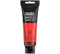 Liquitex 8870034 Basics - Pittura acrilica, Pigmenti per artisti monopigmentati, Resistente alla luce, durevole nel tempo, Finitura satinata, Tubo da 118 ml - Rosso Di Cadmio Chiaro Imitazione