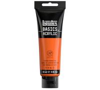 Liquitex 8870037 Basics - Pittura acrilica, Pigmenti per artisti monopigmentati, Resistente alla luce, durevole nel tempo, Finitura satinata, Tubo da 118 ml - Arancio Di Cadmio Imitazione