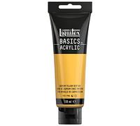Liquitex 8870042 Basics - Pittura acrilica, Pigmenti per artisti monopigmentati, Resistente alla luce, durevole nel tempo, Finitura satinata, Tubo da 118 ml - Giallo Di Cadmio Scuro Imitazione