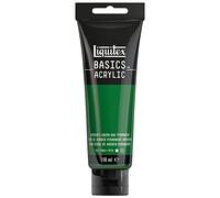 Liquitex 8870044 Basics - Pittura acrilica, Pigmenti per artisti monopigmentati, Resistente alla luce, durevole nel tempo, Finitura satinata, Tubo da 118 ml - Verde Di Hooker Imitazione