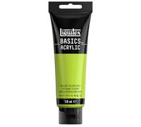 Liquitex 8870050 Basics - Pittura acrilica, Pigmenti per artisti monopigmentati, Resistente alla luce, durevole nel tempo, Finitura satinata, Tubo da 118 ml - Verde Giallo Brillante