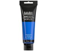 Liquitex 8870068 Basics - Pittura acrilica, Pigmenti per artisti monopigmentati, Resistente alla luce, durevole nel tempo, Finitura satinata, Tubo da 118 ml - Blu Fluorescente