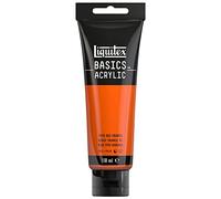 Liquitex 8870077 Basics - Pittura acrilica, Pigmenti per artisti monopigmentati, Resistente alla luce, durevole nel tempo, Finitura satinata, Tubo da 118 ml - Rosso Arancio Vivo