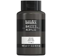 Liquitex 8870335 Basics - Pittura acrilica, Pigmenti per artisti monopigmentati, Resistente alla luce, durevole nel tempo, Finitura satinata, Flacone da 400 ml - Nero Di Marte