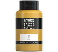 Liquitex 8870342 Basics - Pittura acrilica, Pigmenti per artisti monopigmentati, Resistente alla luce, durevole nel tempo, Finitura satinata, Flacone da 400 ml - Oro
