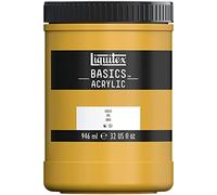 Liquitex 8870372 Basics - Pittura acrilica, Pigmenti per artisti monopigmentati, Resistente alla luce, durevole nel tempo, Finitura satinata, Vaso da 946 ml - Oro