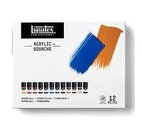 Liquitex Acrylic Gouache - Colore Acrilico Effetto Gouache - 12 Flaconi da 22 ml - Set Essenziali