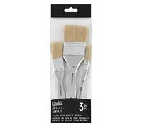 Liquitex Basics Set 3 Pennelli Setole Naturale Di Maiale manico corto - Piatti Misure 1/2'', 1'' E 2''