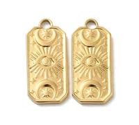 LiQunSweet 10 ciondoli rettangolari color oro con occhio di luna, ciondoli per tarocchi del malocchio, per gioielli fai da te, collane, bracciali, orecchini, borse, portachiavi, telefono, decorazione