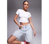 Liquor N Poker - Top con cut-out con spalle scoperte bianco sporco con fibbia sul retro L