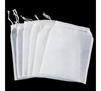 LIQWEI 6 sacchetti per latte di noci, 20 × 15 cm, riutilizzabili, panno a maglia fine, filtro a maglia fine, con coulisse, per formaggi fatti in casa, succhi di frutta e verdura