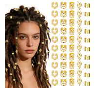 LIQWEI Polsini per capelli dorati, gioielli per capelli per trecce, gioielli per capelli per clip per dreadlock, ciondoli natalizi per trecce per capelli, accessori Loc dreadlock (oro)