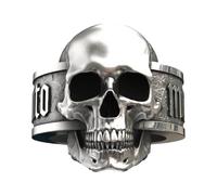 Liqzirtu Anello a forma di teschio - anello gotico durevole | Cool Gothic Skull Scheletro Ring | Cocktail, Biker Party Statement | Stile retrò vintage | Anello con teschio argentato per uomini, Siehe