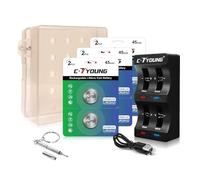LIR2032 - Batterie a bottone ricaricabili da 3,6 V, 6 pezzi, con caricatore
