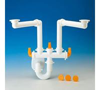 Sifone per lavello da cucina 2 Vasche modello Salvaspazio 2 Vie