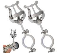 Lira di clarinetto confezione da 2 supporti argentati per lira di clarinetto per banda di marcia, clip per spartito clarinetto da 6,02 pollici e raccoglitore a battente, accessori per strumenti