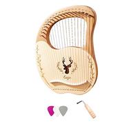 Lira in legno a 19 corde, scatola di risonanza con chiave per accordatura, 3 plettri adesivi, set extra di corde (naturale)