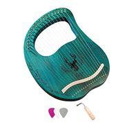 Lira in legno a 19 corde, scatola di risonanza con chiave per accordatura, 3 plettri adesivi, set extra di corde (blu)