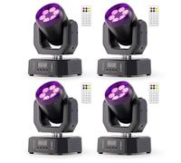 Lira LED Luce Palco Mobile 30W con Telecomando, Wash Set di Luce Serata 6 LED RGBW Mini Luce Festa DMX512 Effetto Fascio Controllo del Suono per DJ Discoteca Bar Concerto 4PCS